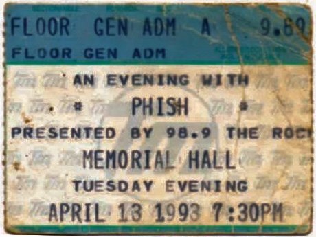 Ticket for 1993-04-13 at Memorial Hall