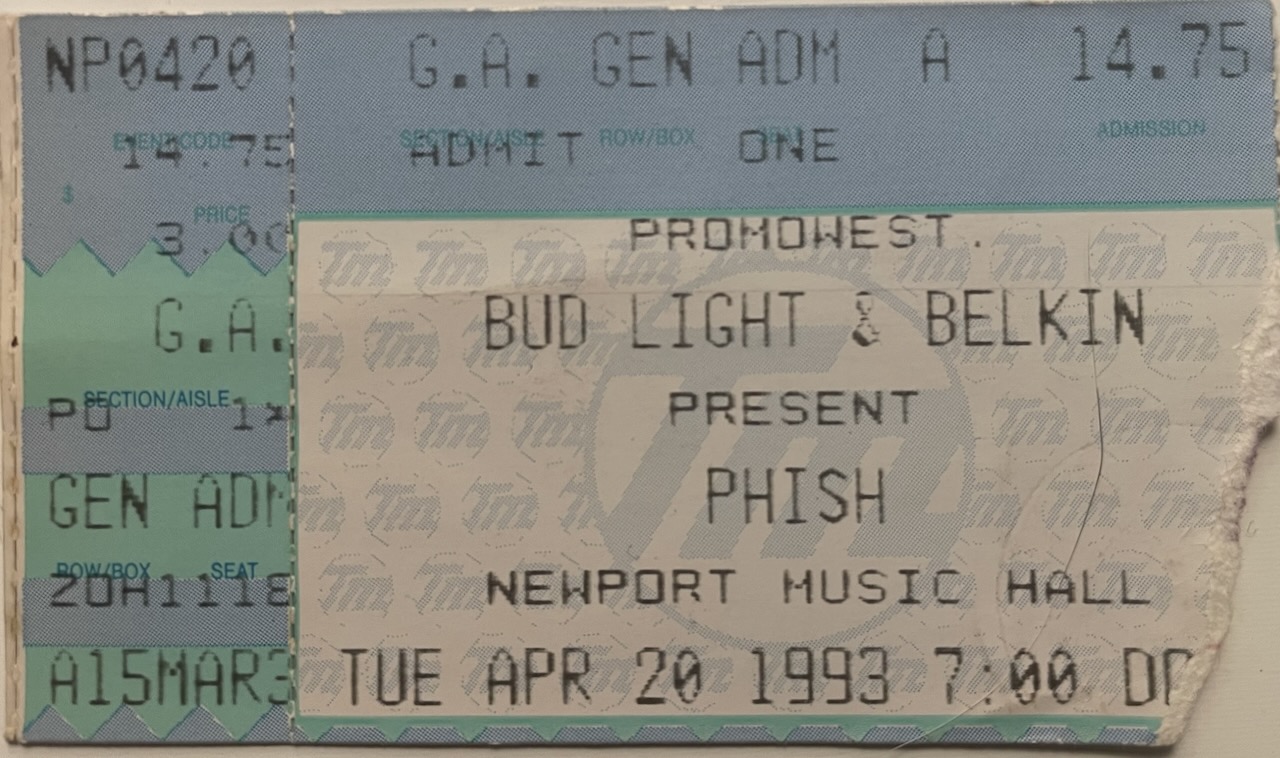 Ticket for 1993-04-20 at Newport Music Hall