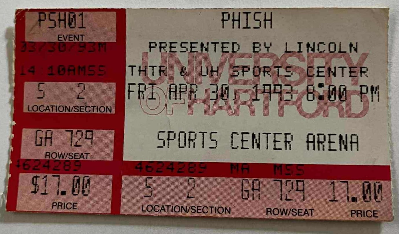 Ticket for 1993-04-30 at Sports Center