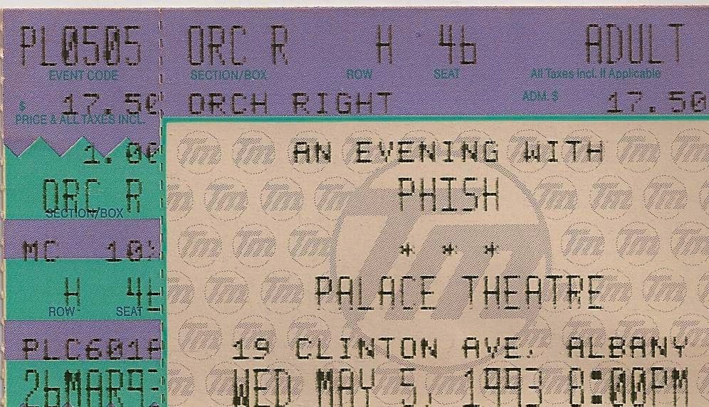 Ticket for 1993-05-05 at Palace Theatre
