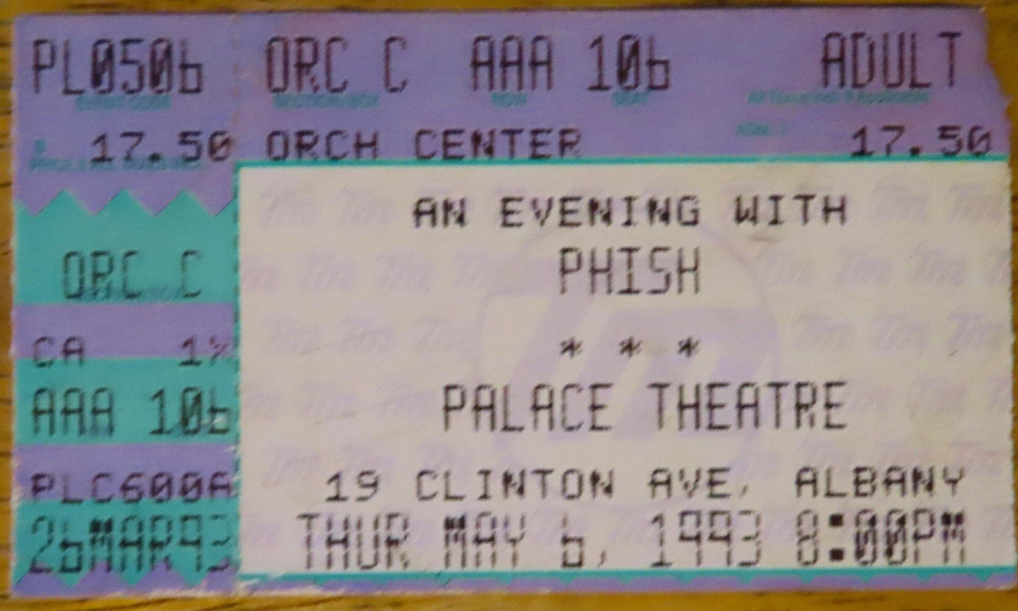 Ticket for 1993-05-06 at Palace Theatre