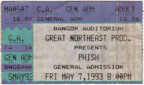 Ticket for 1993-05-07 at Bangor Auditorium