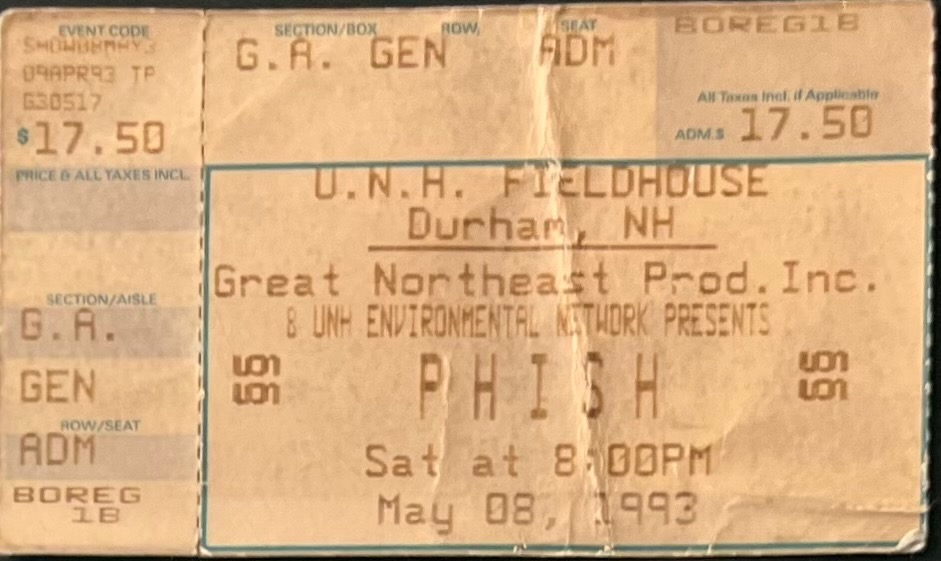 Ticket for 1993-05-08 at UNH Fieldhouse