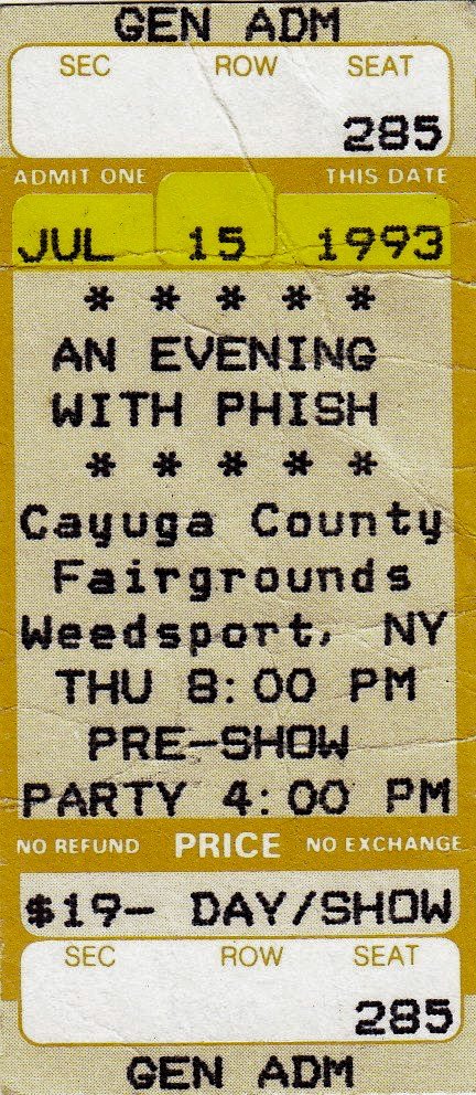 Ticket for 1993-07-15 at Cayuga County Fairgrounds