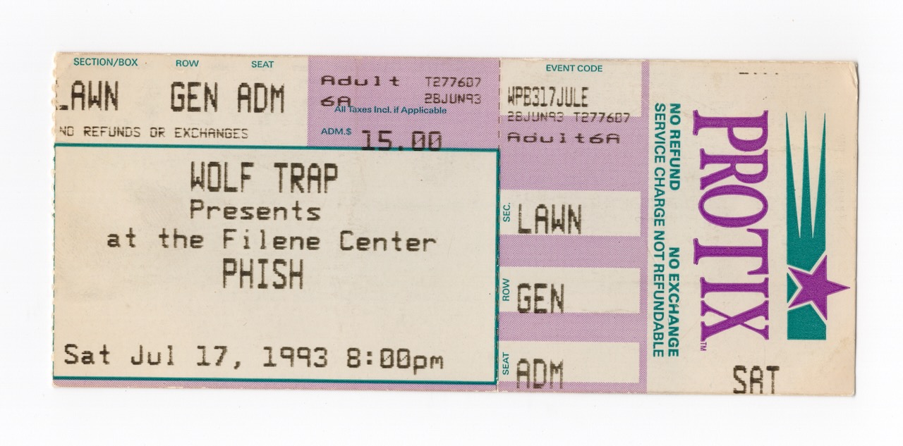 Ticket for 1993-07-17 at Wolf Trap
