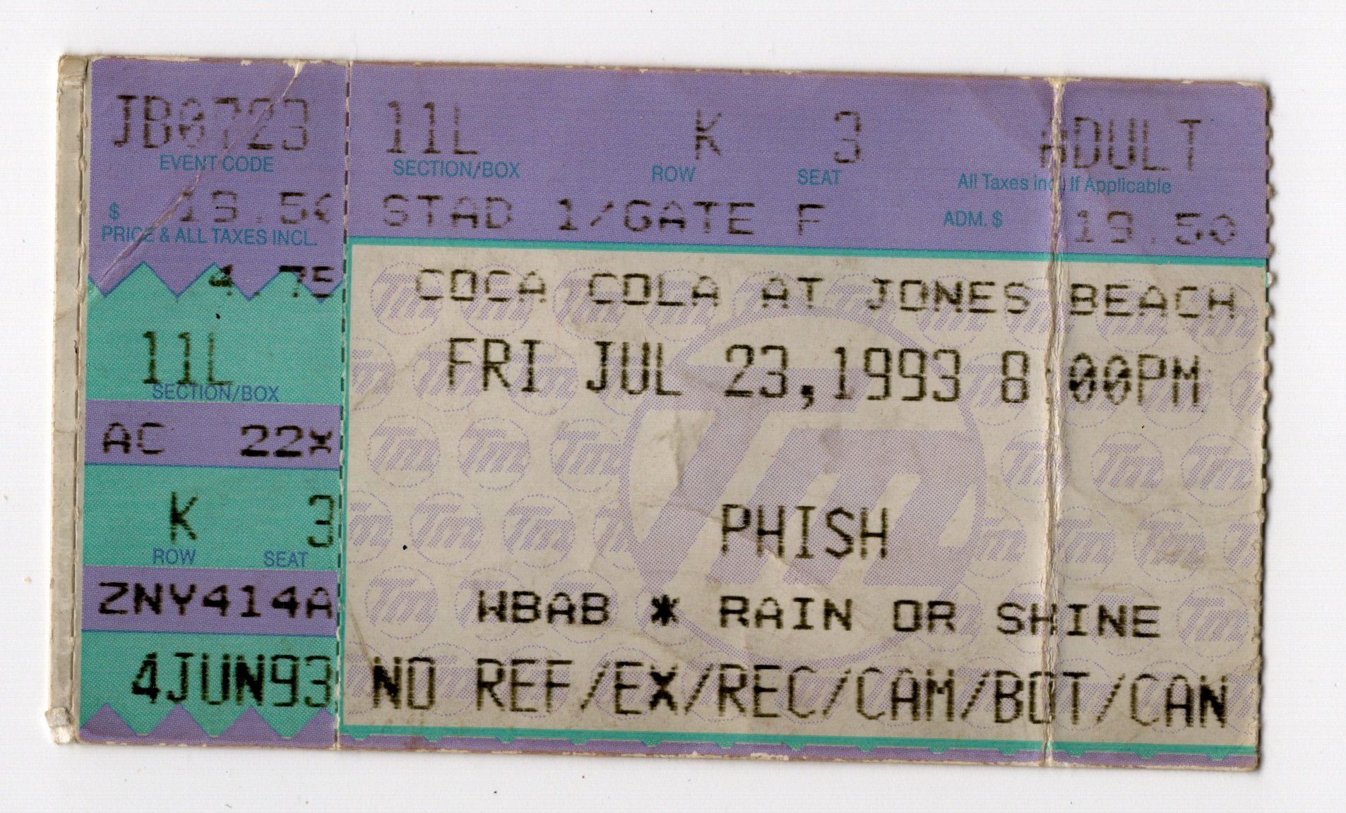 Ticket for 1993-07-23 at Jones Beach Amphitheater