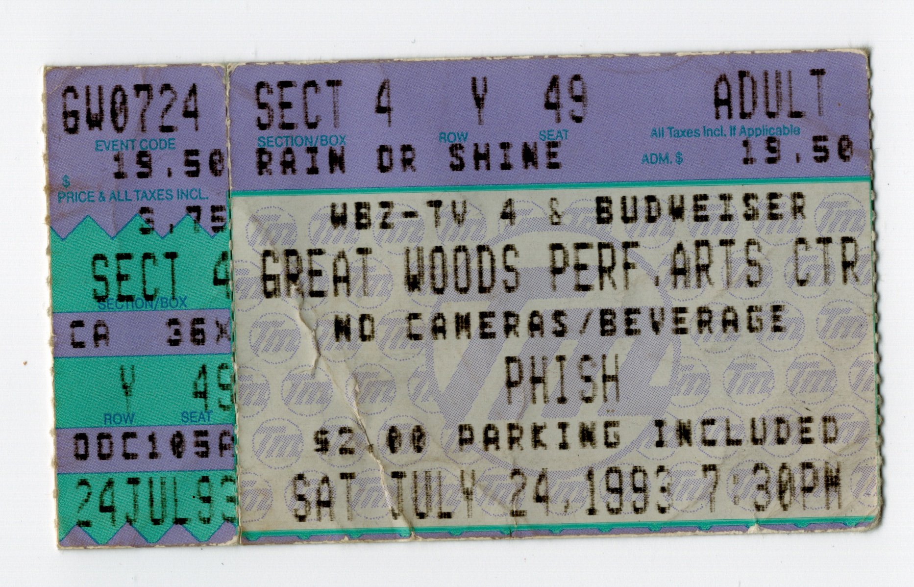 Ticket for 1993-07-24 at Great Woods