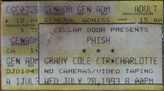 Ticket for 1993-07-28 at Grady Cole Center