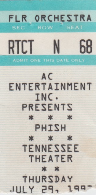 Ticket for 1993-07-29 at Tennessee Theatre