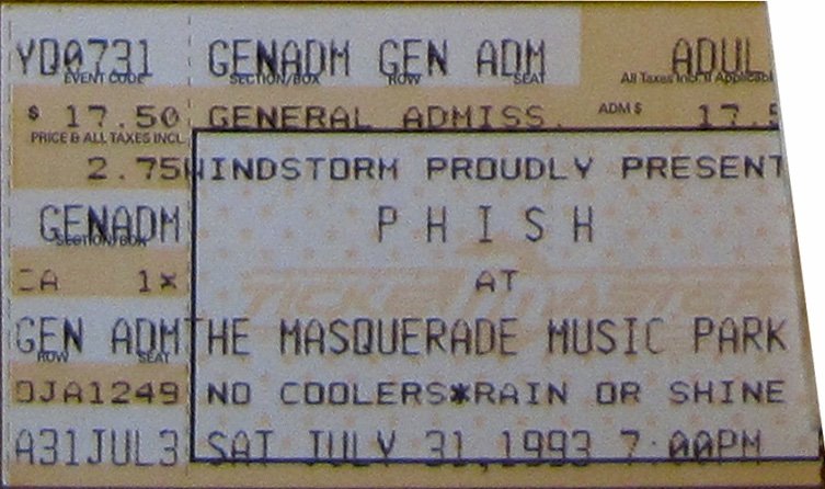 Ticket for 1993-07-31 at Masquerade Music Park