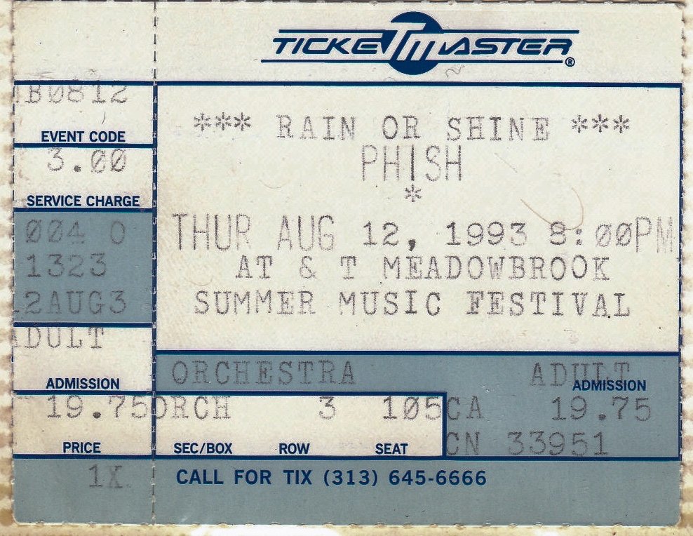 Ticket for 1993-08-12 at Meadow Brook Music Festival