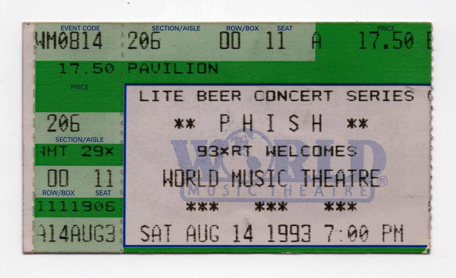Ticket for 1993-08-14 at World Music Theatre