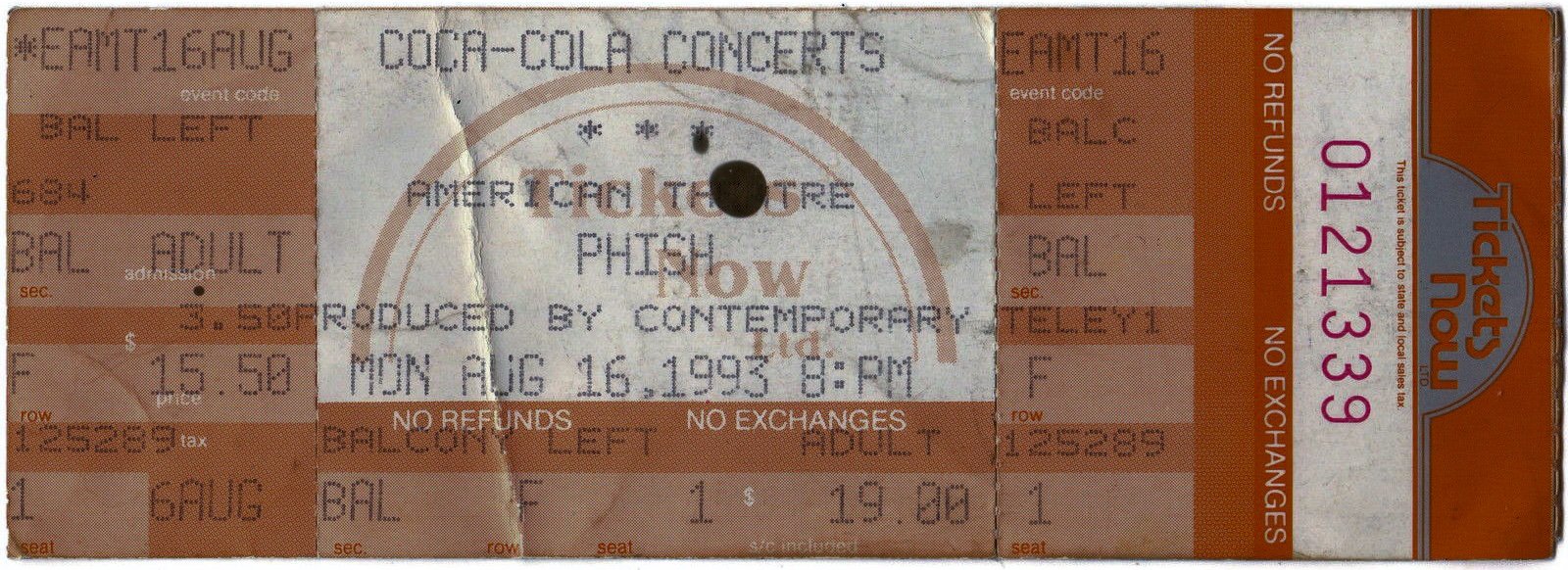Ticket for 1993-08-16 at American Theater