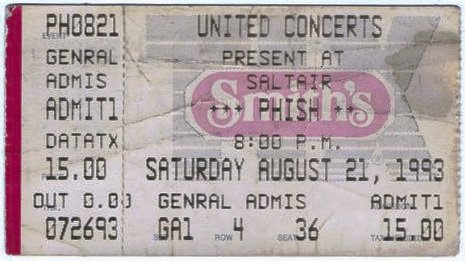 Ticket for 1993-08-21 at Saltair Pavilion