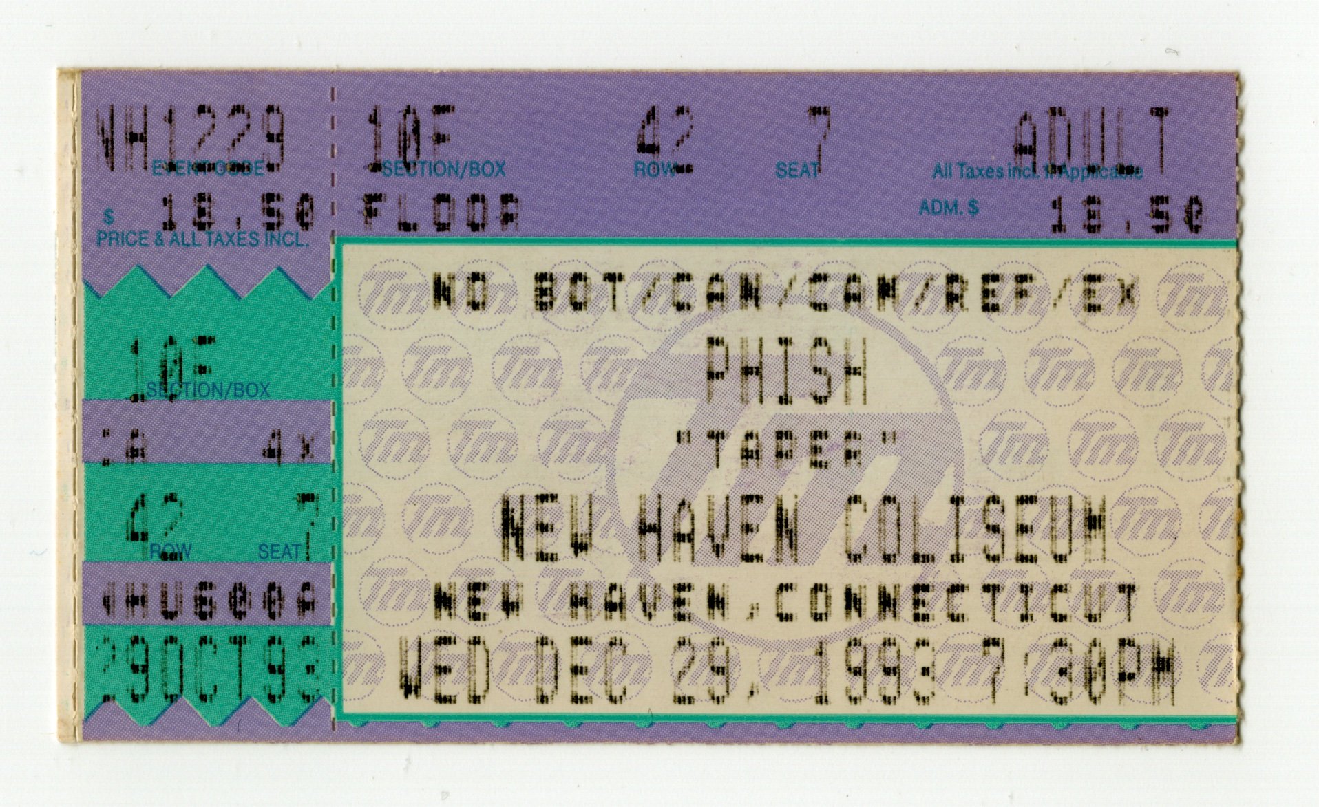 Ticket for 1993-12-29 at New Haven Coliseum