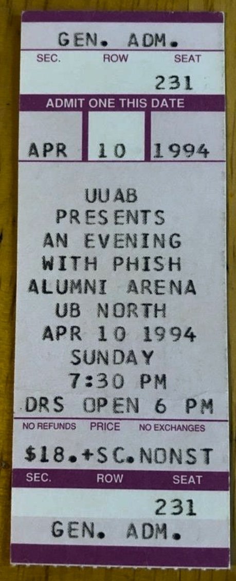 Ticket for 1994-04-10 at Alumni Arena, SUNY