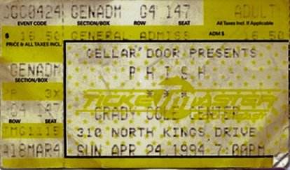 Ticket for 1994-04-24 at Grady Cole Center
