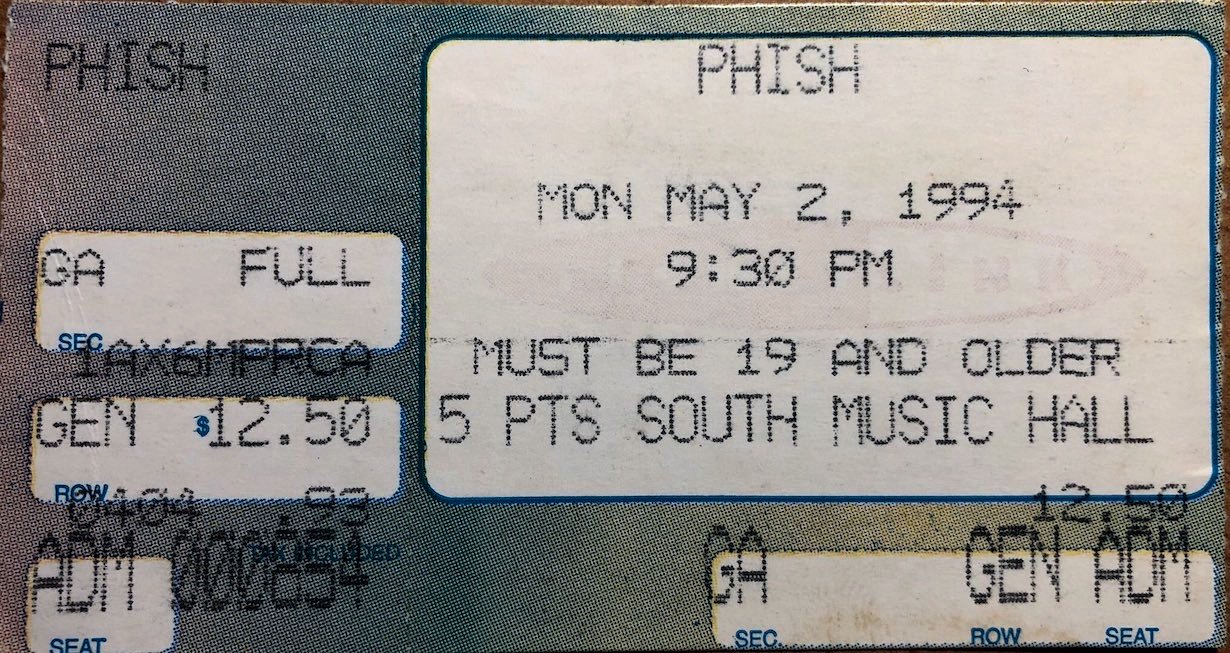 Ticket for 1994-05-02 at Five Points South Music Hall