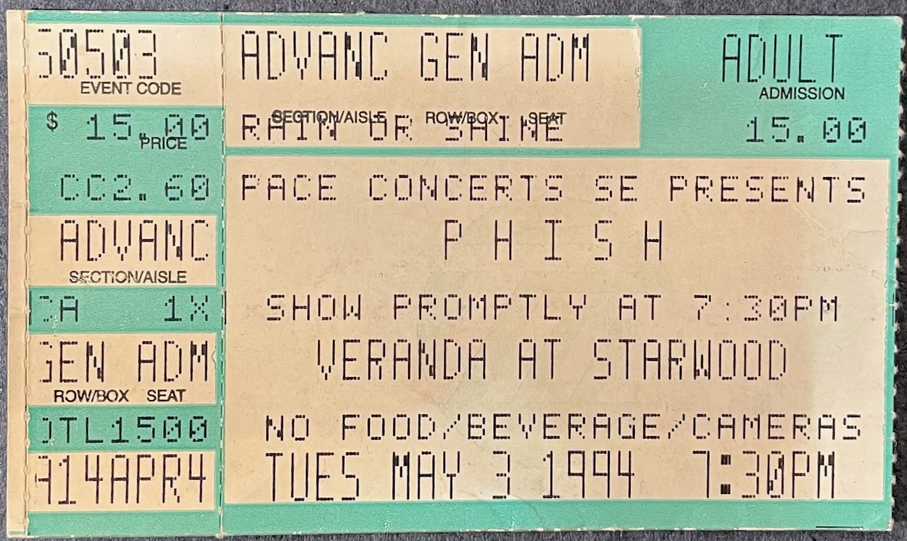 Ticket for 1994-05-03 at Starwood Amphitheatre