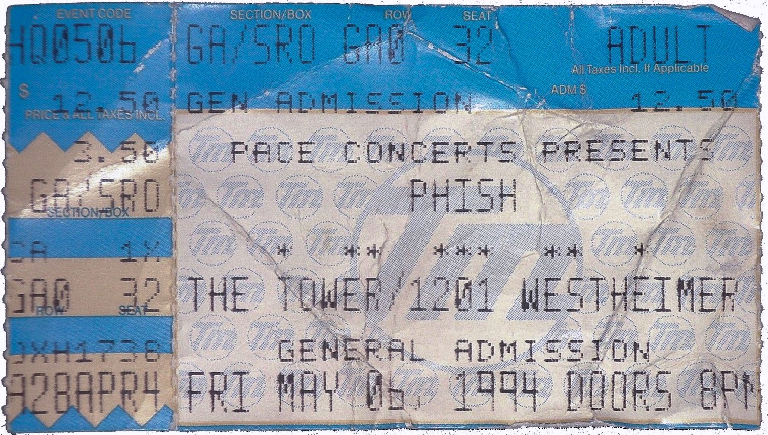 Ticket for 1994-05-06 at Tower Theater