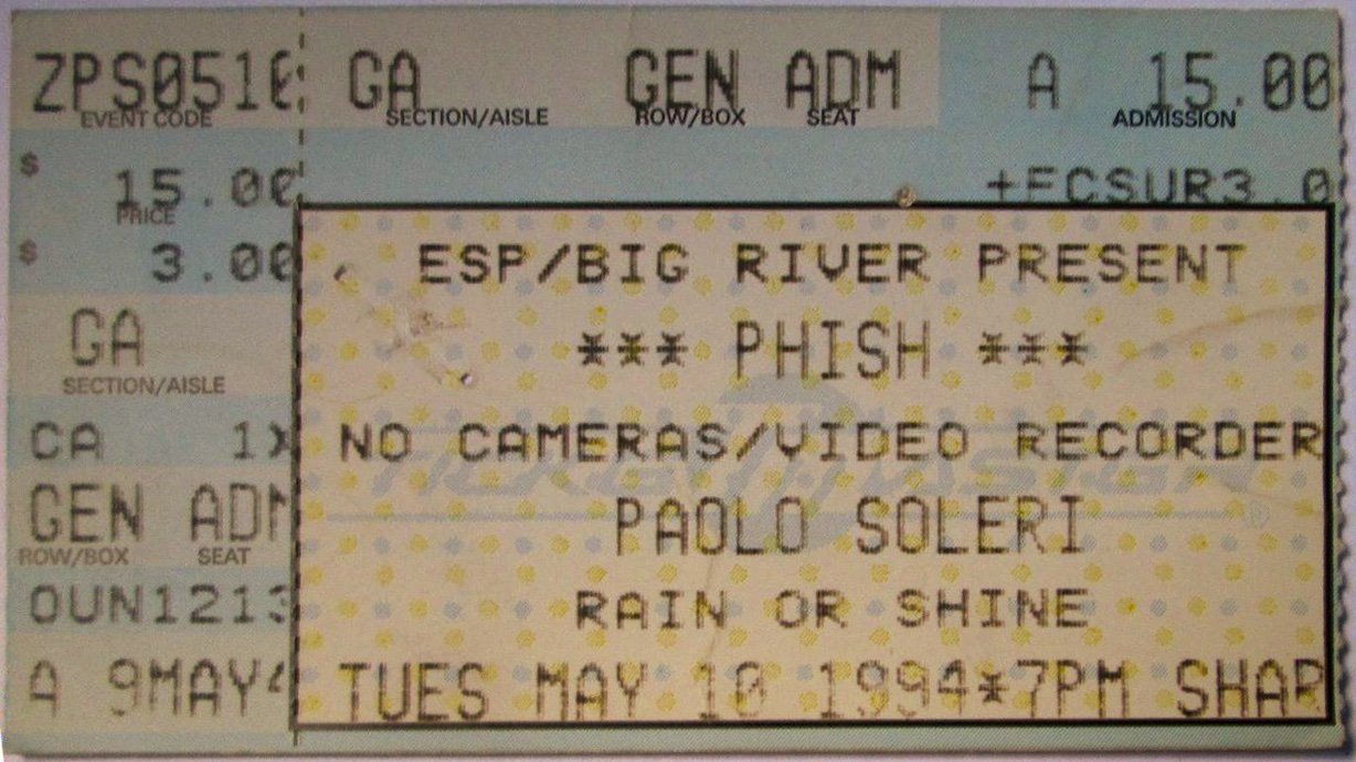 Ticket for 1994-05-10 at Paolo Soleri Amphitheatre