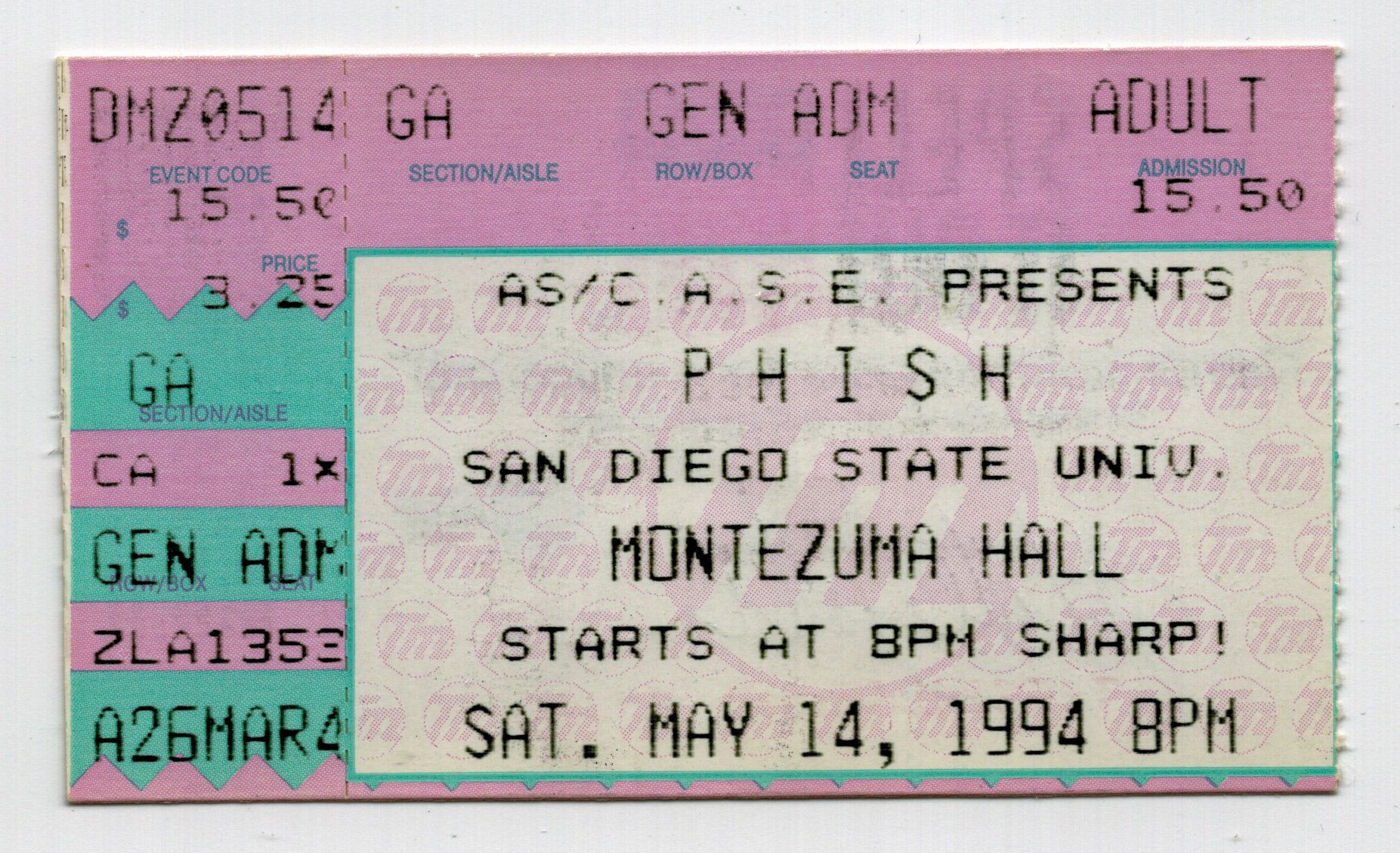 Ticket for 1994-05-14 at Montezuma Hall