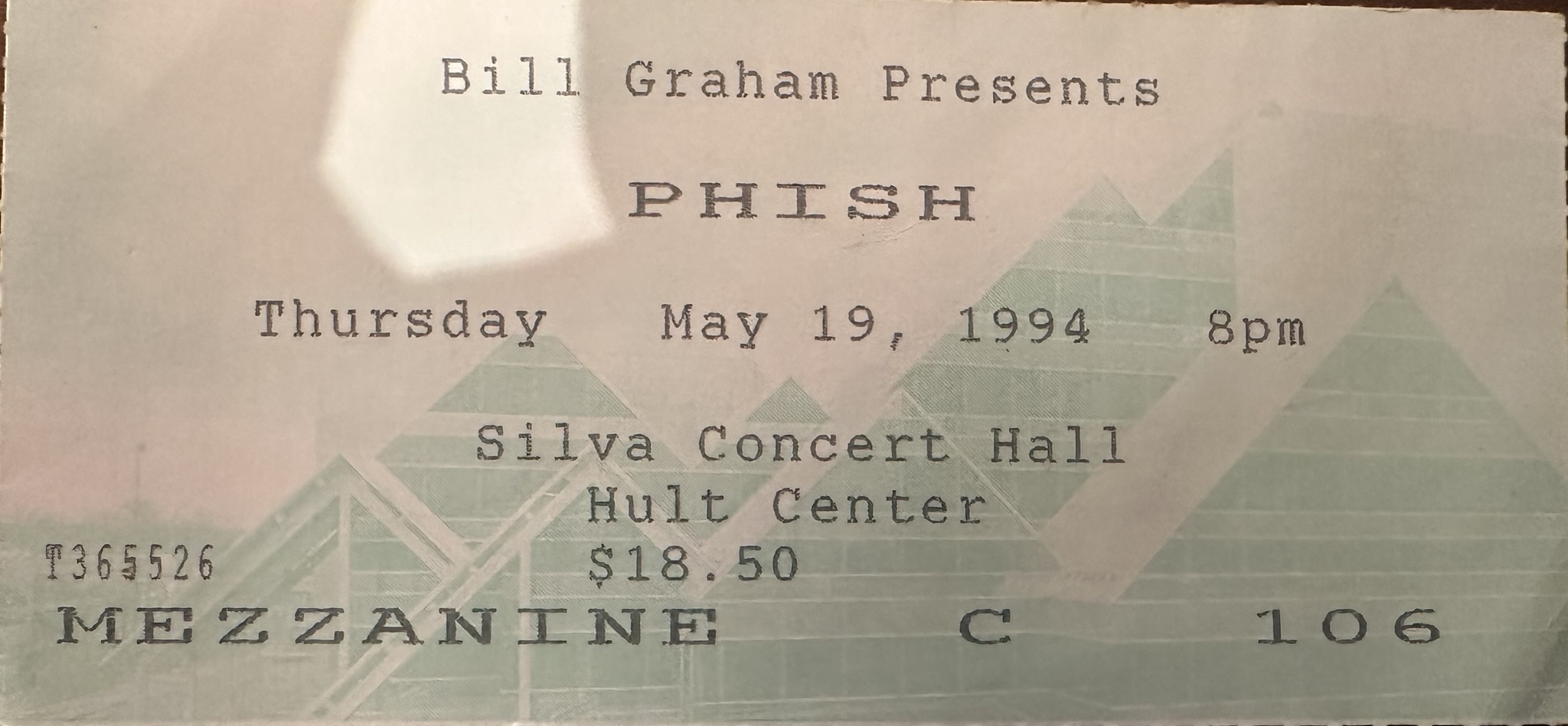 Ticket for 1994-05-19 at Silvia Concert Hall