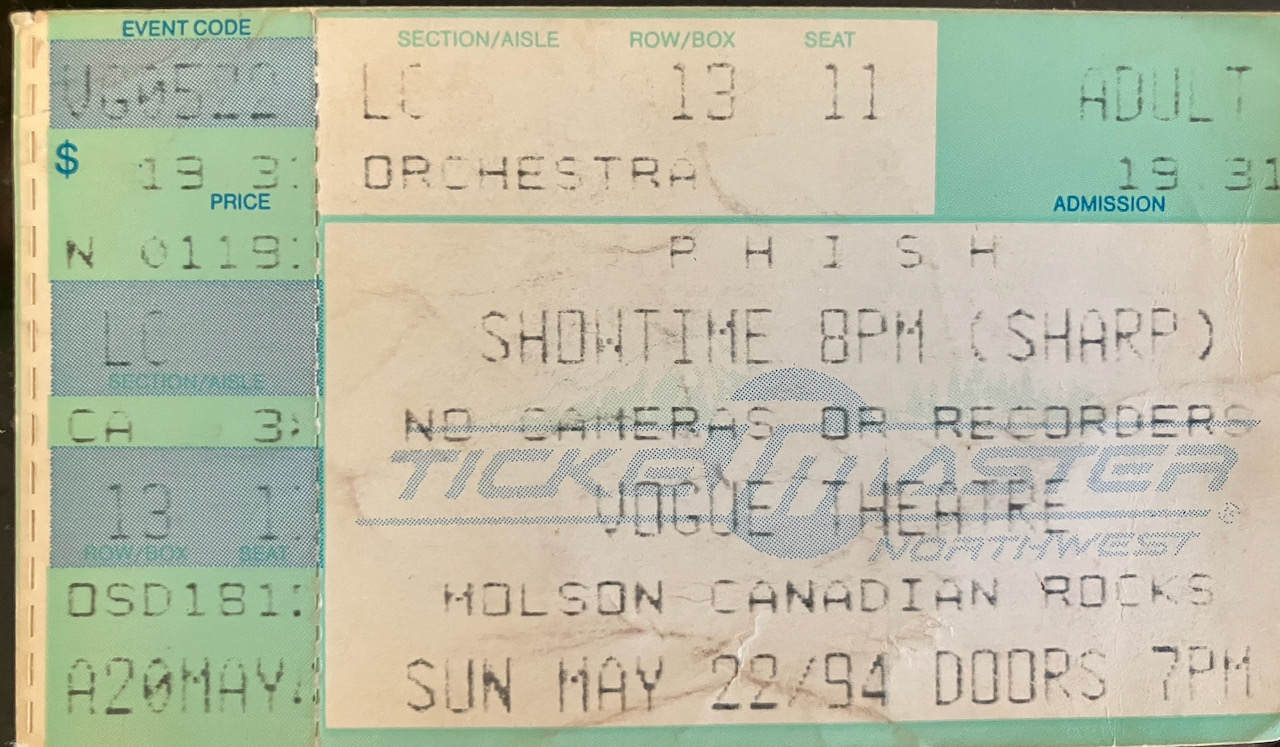 Ticket for 1994-05-22 at Vogue Theatre