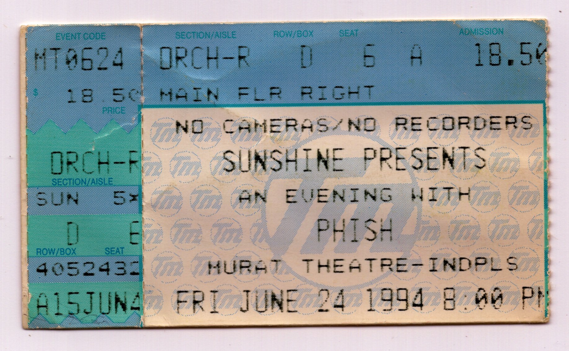 Ticket for 1994-06-24 at Murat Theatre