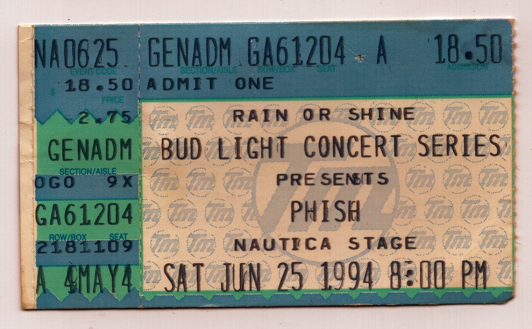 Ticket for 1994-06-25 at Nautica Stage
