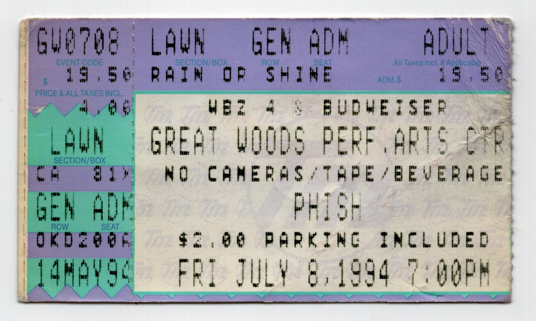 Ticket for 1994-07-08 at Great Woods