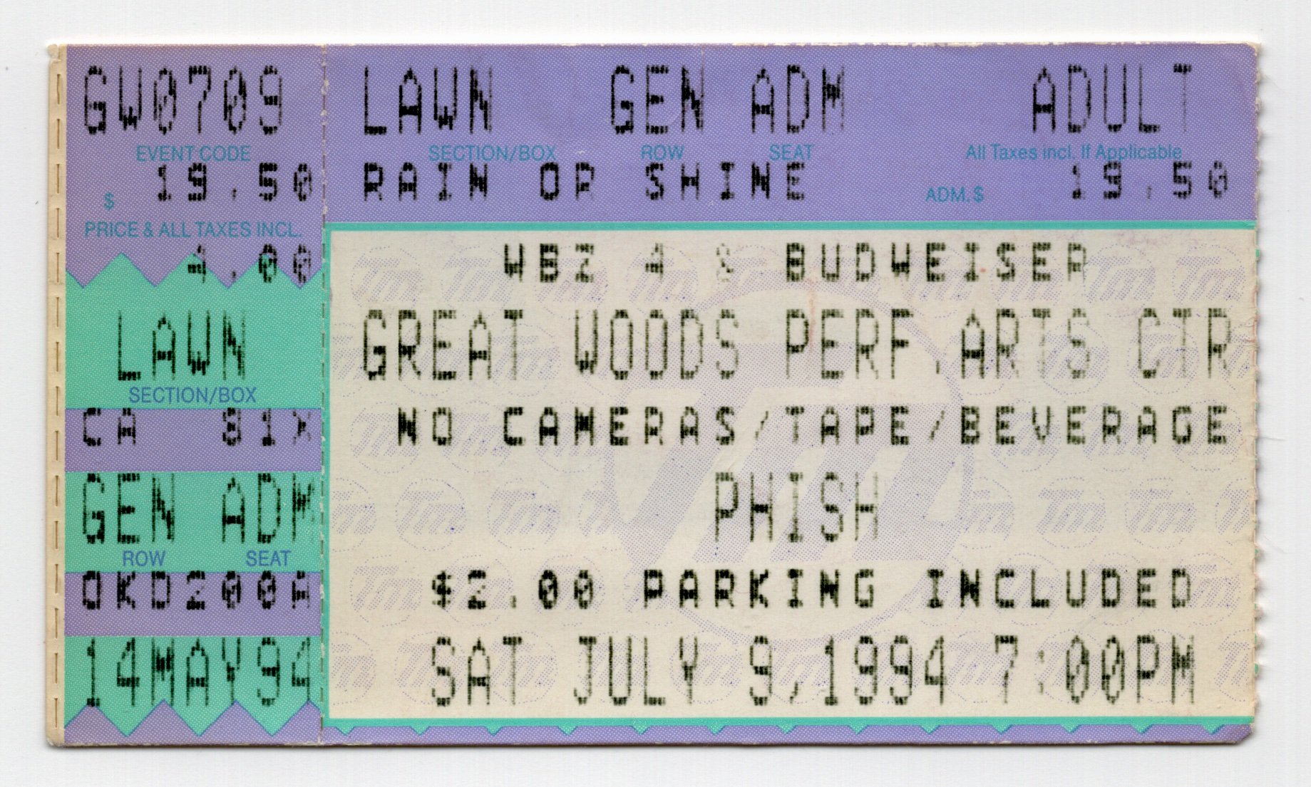 Ticket for 1994-07-09 at Great Woods
