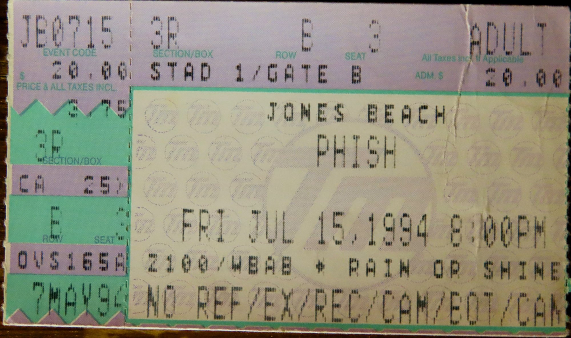 Ticket for 1994-07-15 at Jones Beach Amphitheater