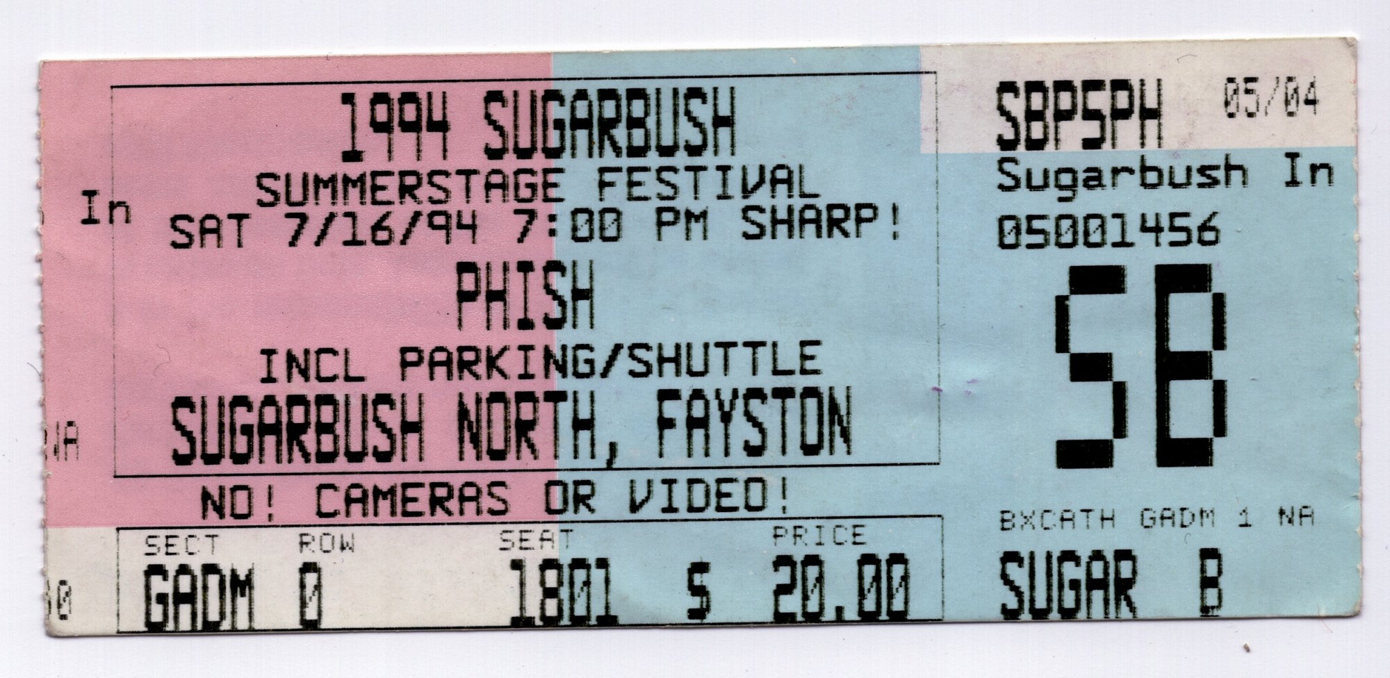 Ticket for 1994-07-16 at Summerstage At Sugarbush