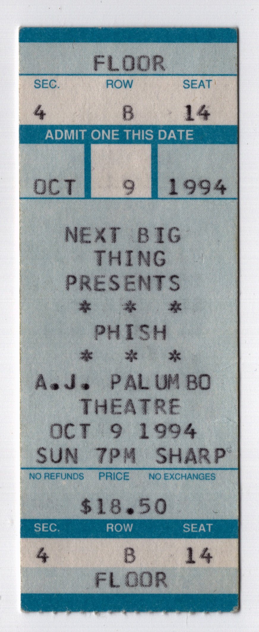 Ticket for 1994-10-09 at A. J. Palumbo Center