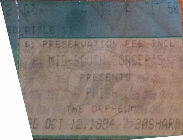 Ticket for 1994-10-12 at Orpheum Theatre