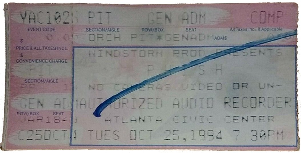 Ticket for 1994-10-25 at Atlanta Civic Center
