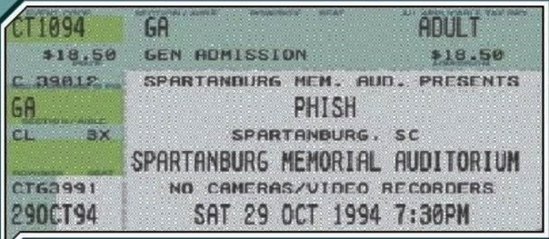 Ticket for 1994-10-29 at Spartanburg Memorial Auditorium