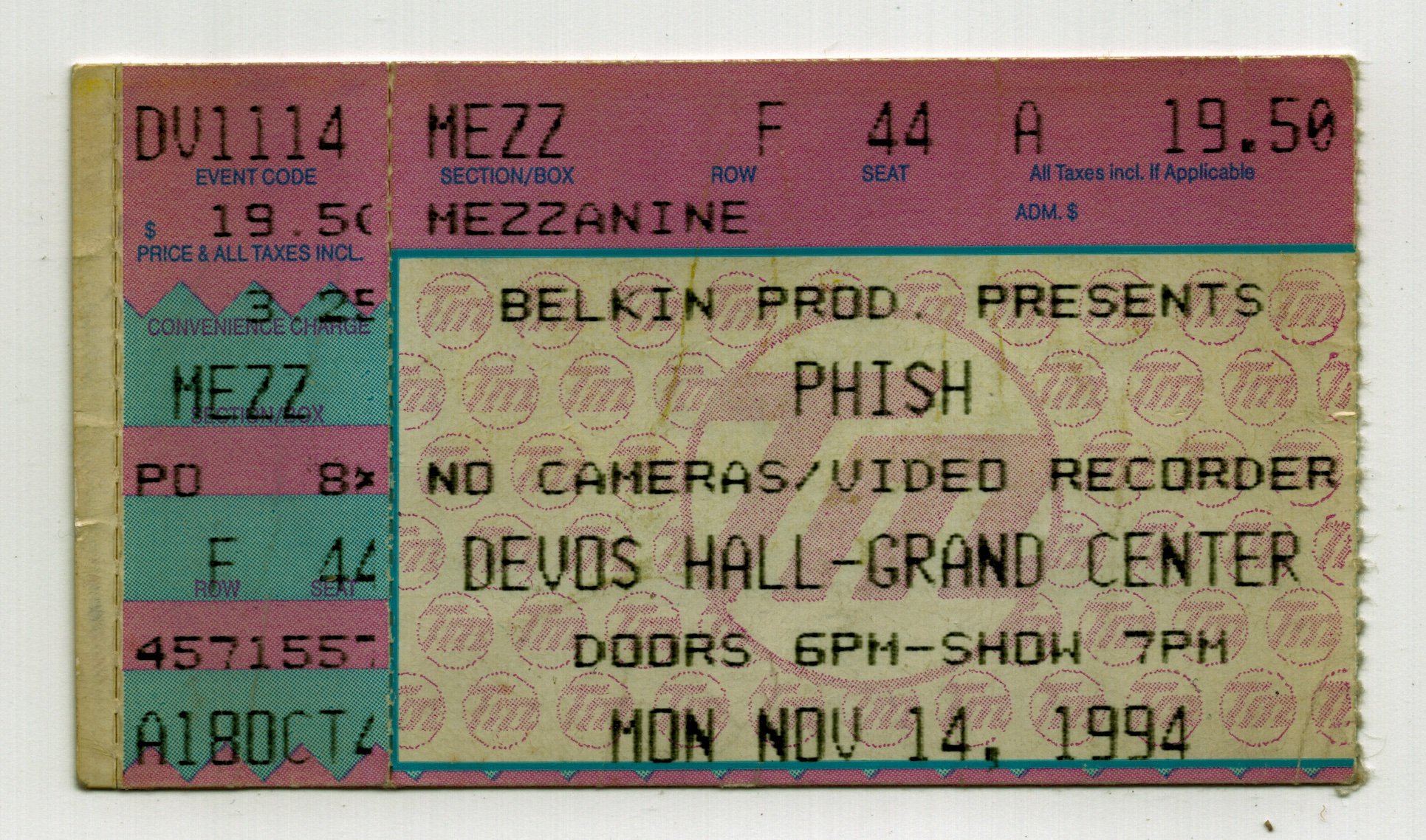 Ticket for 1994-11-14 at DeVos Hall Grand