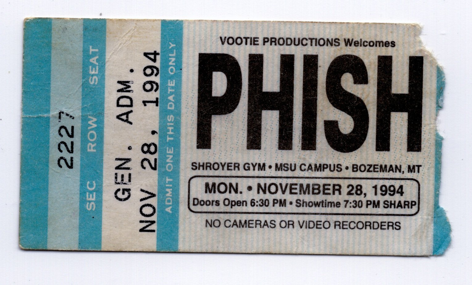 Ticket for 1994-11-28 at Brick Breeden Fieldhouse