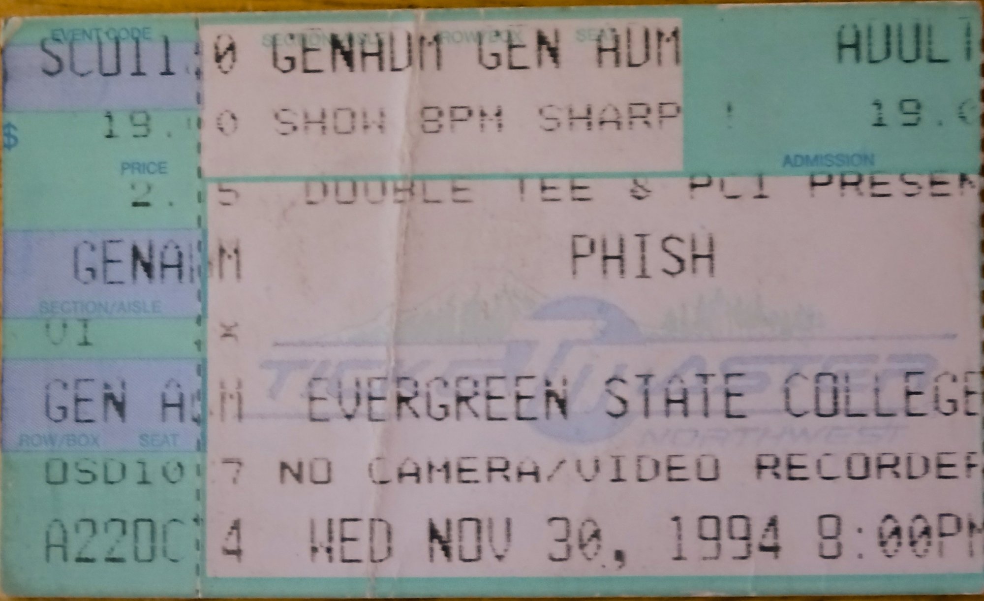 Ticket for 1994-11-30 at Campus Recreation Center