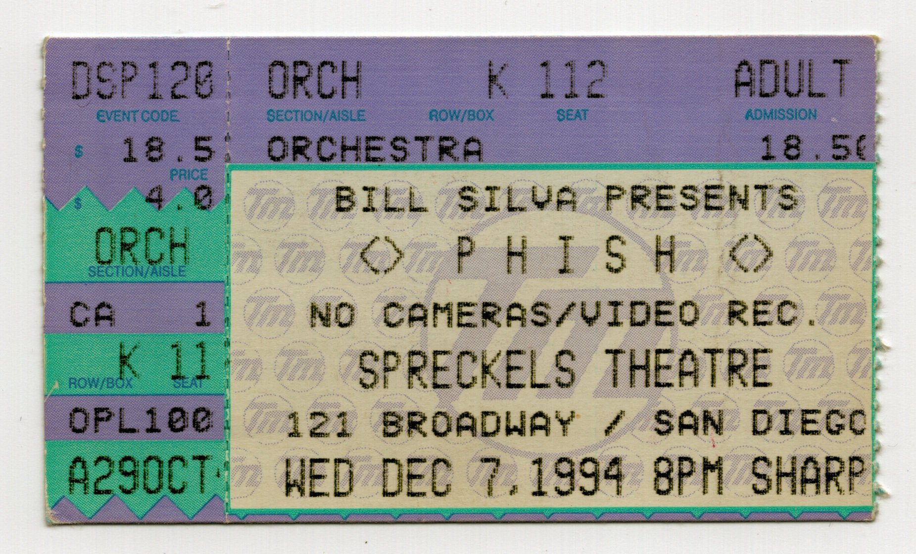 Ticket for 1994-12-07 at Spreckels Theatre