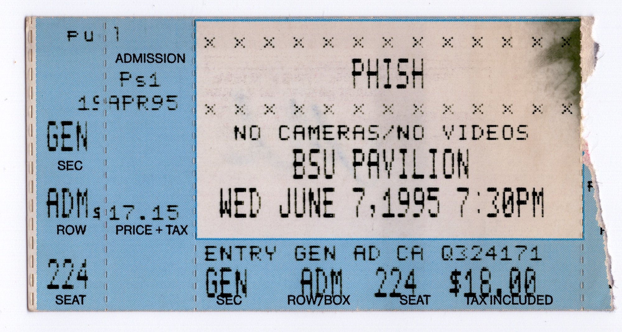 Ticket for 1995-06-07 at Boise State University Pavilion