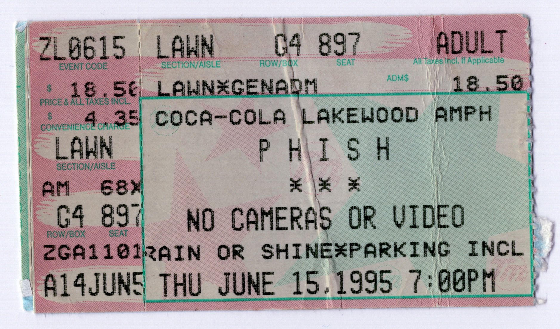 Ticket for 1995-06-15 at Lakewood Amphitheatre