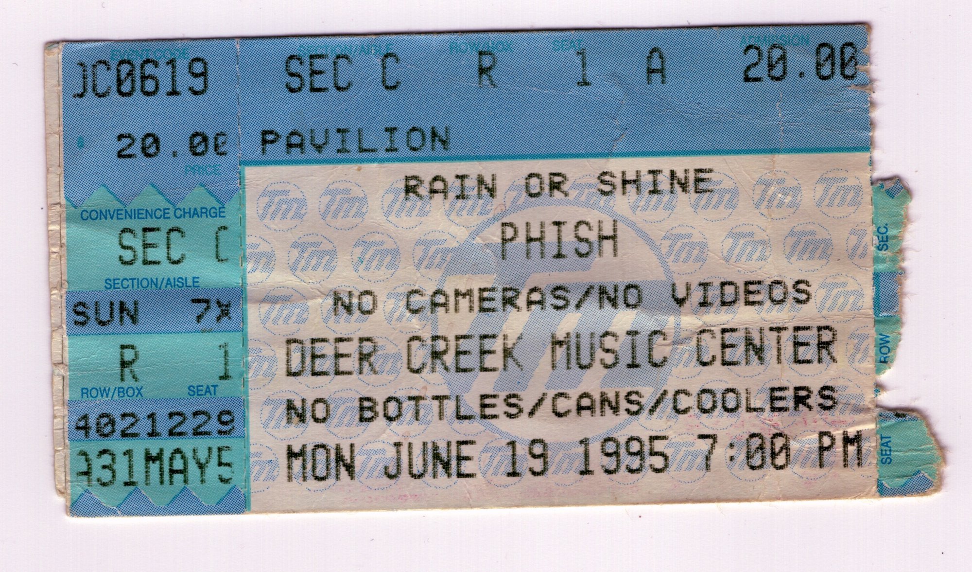 Ticket for 1995-06-19 at Deer Creek