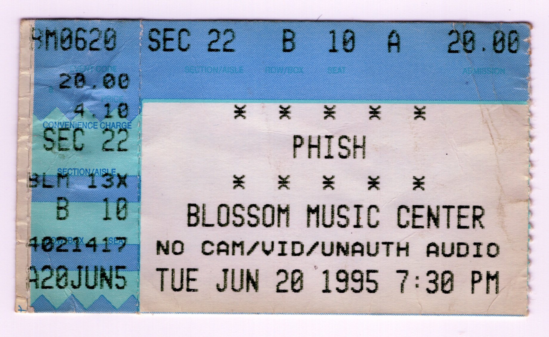 Ticket for 1995-06-20 at Blossom Music Center
