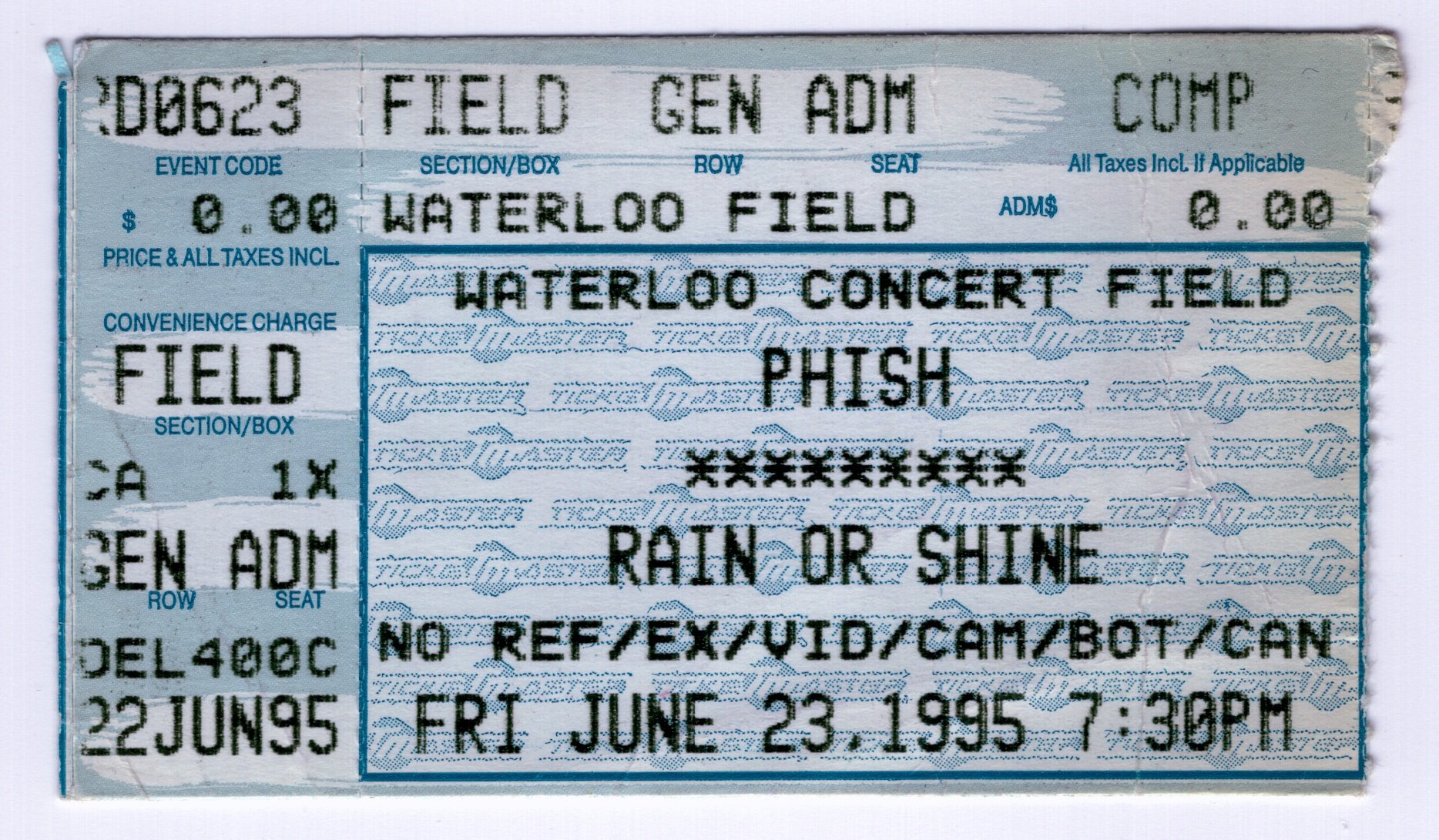 Ticket for 1995-06-23 at Waterloo Village