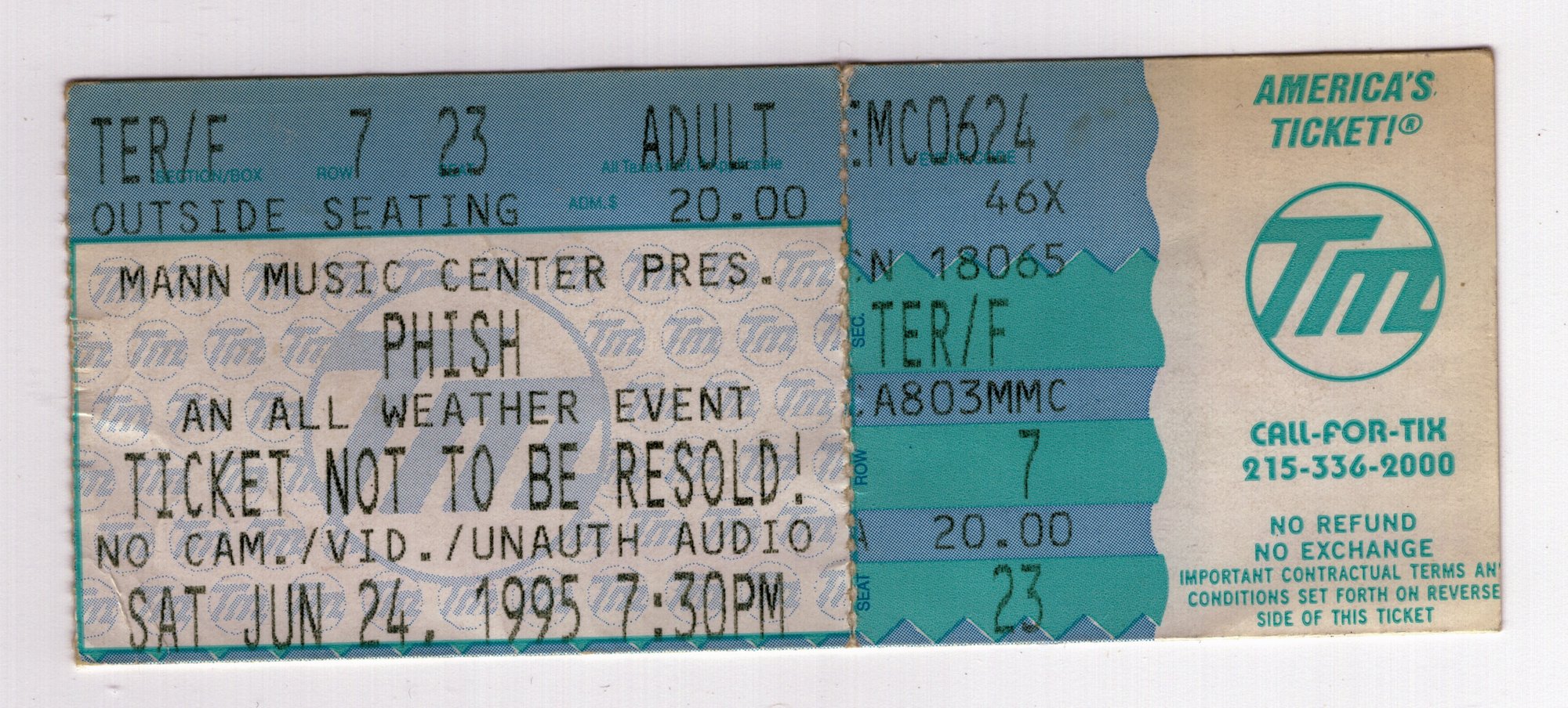 Ticket for 1995-06-24 at The Mann Music Center