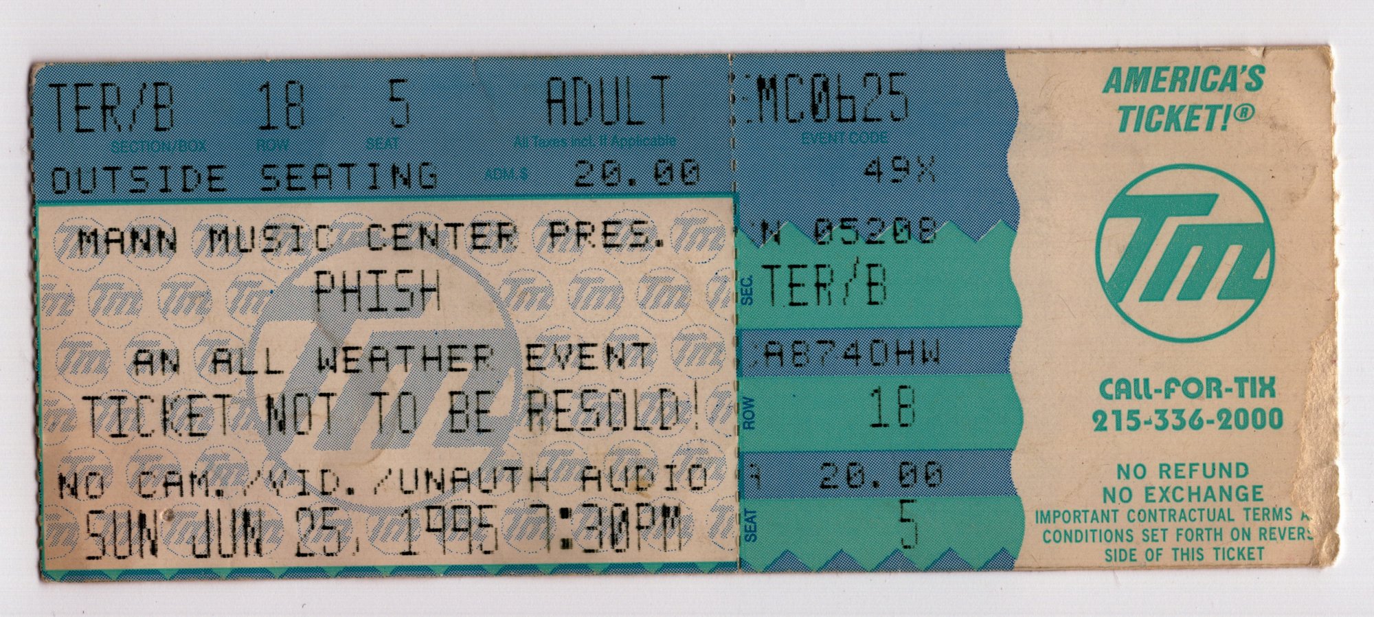 Ticket for 1995-06-25 at The Mann Music Center