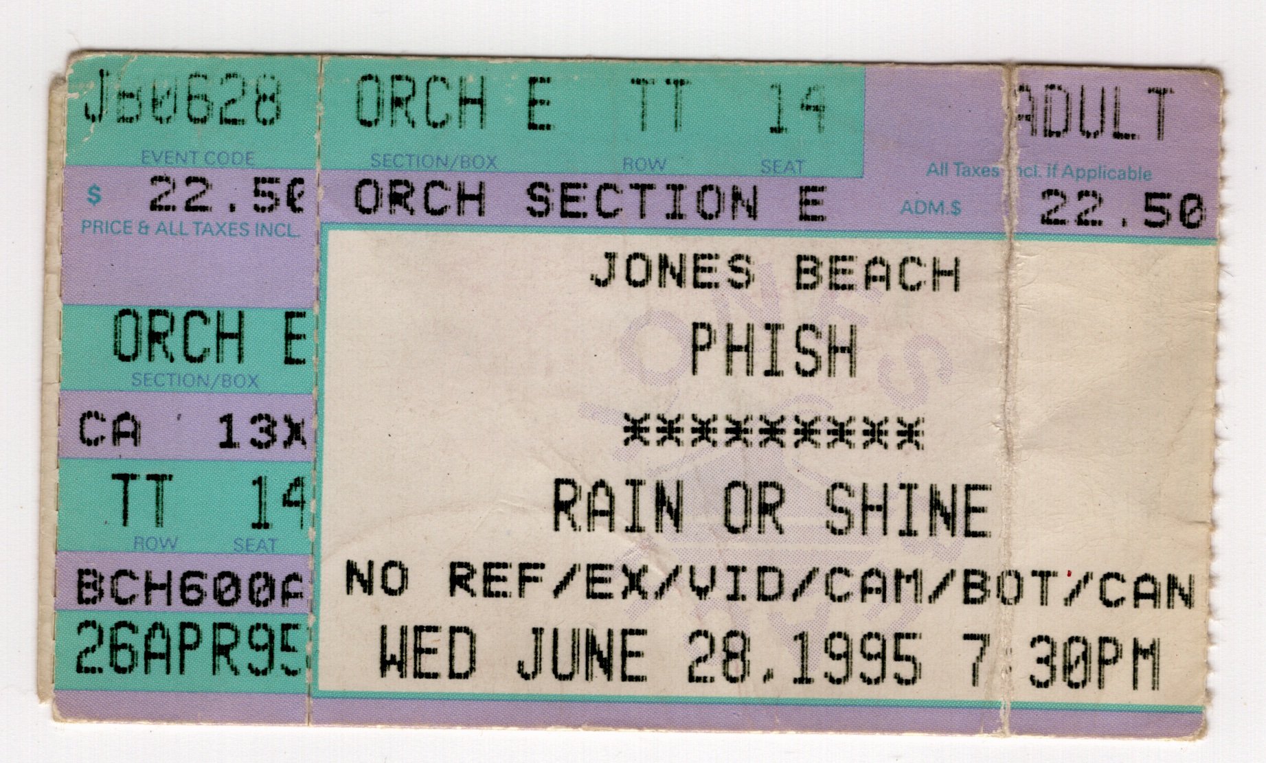 Ticket for 1995-06-28 at Jones Beach Amphitheater